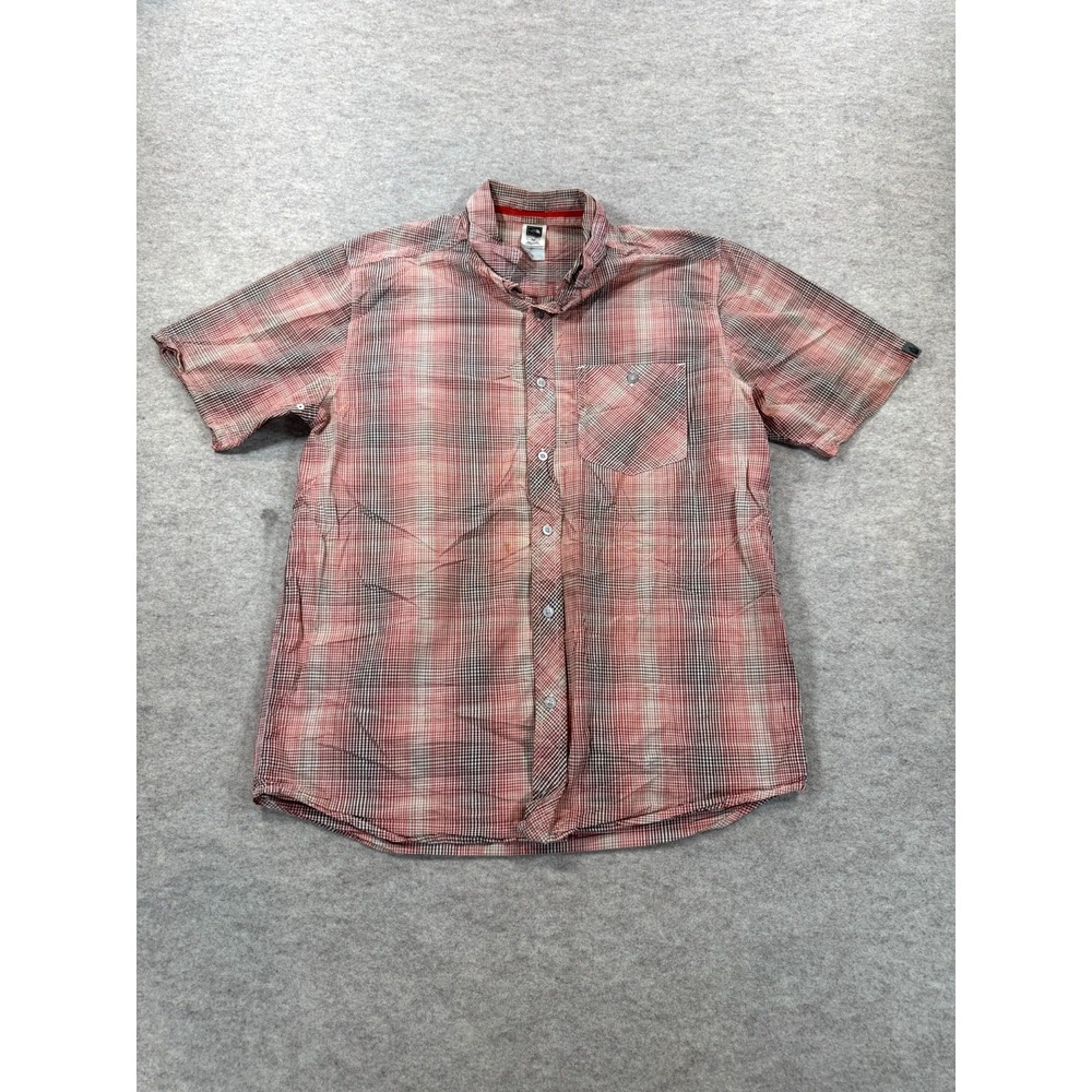 The North Face Mens Micro Check Cotton Short Sleeve Button Up Shirt Multicolor M